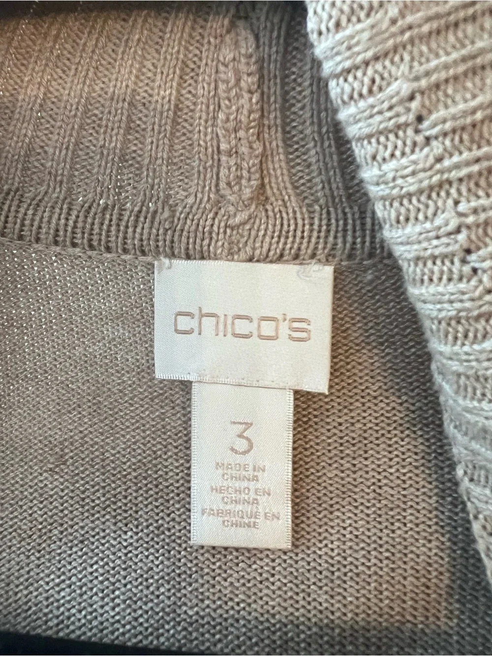 Chico’s Taupe Cardigan Size 3 (XL/16)